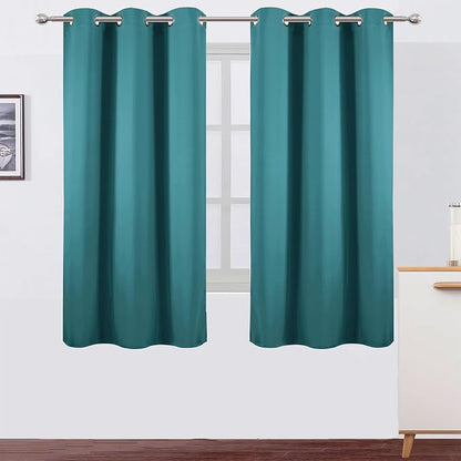 Sea Teal Blackout Curtains 34 x 63 Inch Length/Set of 2 Curtain Panels/Thermal by Lemomo
