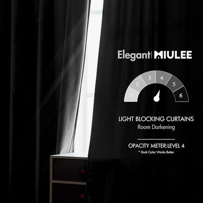MIULEE Velvet Curtains 52x90 inches 2 Panels Gray Blackout Curtains | Luxury - Image 5