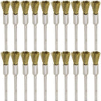 20PCS Brass Wire Brushes - Metal Rust Removal, Cleaning, and Polishing - 6mm Diameter, 1/8″ (3mm) Shaft - Removes Burrs, Dust, and Oxide Layer - Handles Rough Surfaces - Rotary Tool Accessories