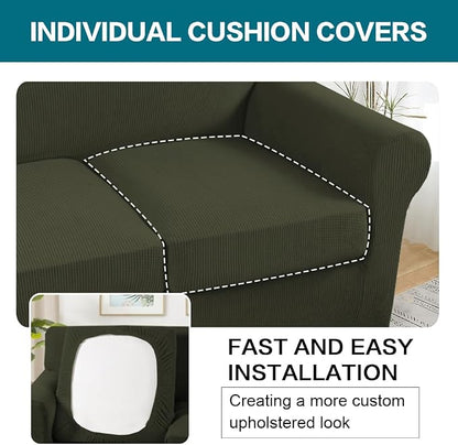 Turquoize 3 Piece Sofa Covers for 2 Cushion Couch Sofa Slipcover Soft Couch - Image 5