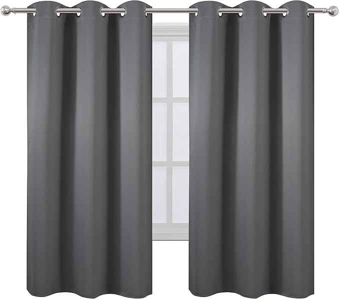 Grey Blackout Curtains 42 x 63 Inch Length/Set of 2 Curtain Panels/Thermal - Image 2