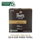 Peet's Coffee, Medium Roast Keurig K-Cup Pods - Café Domingo 32 Count (1 Box of 32 K-Cup Pods)