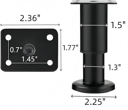 4PCS Adjustable 3.1-4.7 Inch Metal Furniture Legs Black Furniture Replacement - Image 2