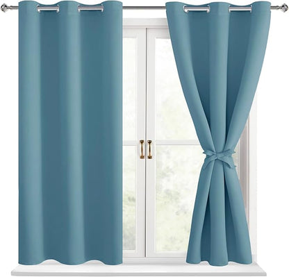 Blackout Curtains for Bedroom, Stone Blue, 42 x 54 Inch, 2 Panels | Thermal by Hiasan