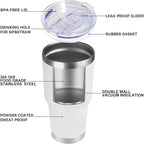 DOMICARE 30oz Tumbler Bulk with Lid and Straw, Double Wall Travel Coffee Mug, Insulated Vacuum Stainless Steel Tumblers, Powder Coated Tumbler Cup (White, 8)