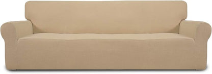 Easy-Going Stretch 4 Seater Oversized Sofa Couch Cover Sand | 1-Piece Extra by Easy-Going