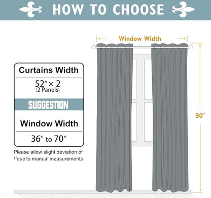 ChrisDowa Blackout Curtains for Bedroom and Living Room 90 Inches Long | 2 - Image 5