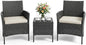 3PCS Outdoor Patio Bistro Set, PE Rattan Wicker Armchairs by Garvee