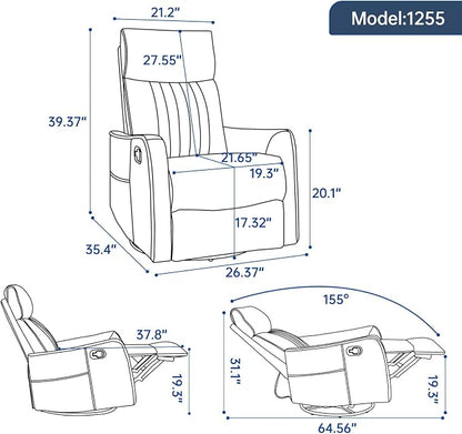 Trustyue Swivel Rocker Recliner Chair, 360° Swivel Recliner - Image 2