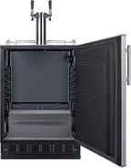 Summit Appliance 24" Wide Wine Kegerator/Refrigerator Combo, Black Interior, Caster Wheels, Residential/Commercial Use (RHD, Wine)