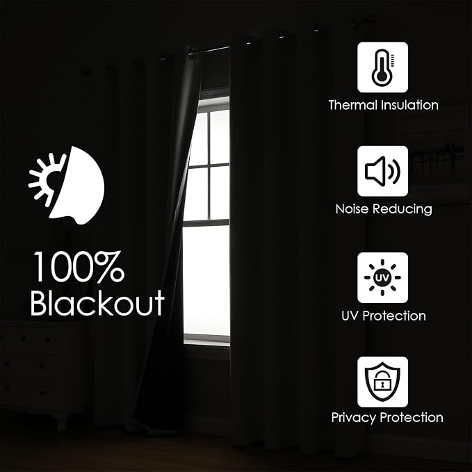 ChrisDowa White 100% Blackout Curtains - Image 2