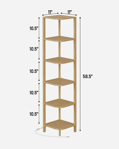 TUTOTAK Corner Shelf with LED Light, 6-Tier Corner Bookshelf - Image 2