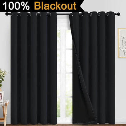 Yakamok Black 100% Blackout Curtains 84 Inches Long - Image 2