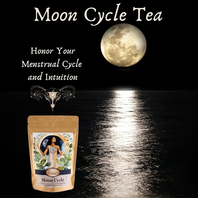 Organic Moon Cycle Herbal Tea for Period Support, Herbal Supplement to Bring Hormonal Harmony to Your Feminine Cycle with Mugwort, Red Raspberry Leaf, Chamomile, 3 oz Bag