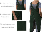 Women's Pinafore Square Apron Baking Cooking Gardening Works Cross Back Cotton/Linen Blend Dress with 2 Pockets