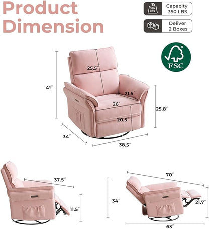 Oversized Power Recliner Chair Swivel Glider - Image 2