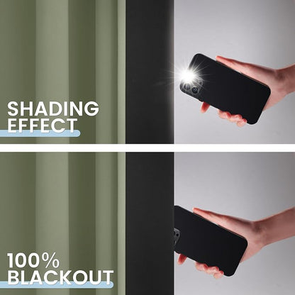 SimpleHome Light Sage 100% Blackout Curtains Room Darkening Living Room 63 | - Image 4