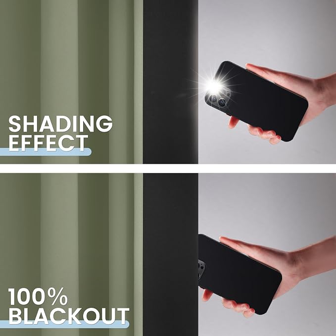 SimpleHome Light Sage 100% Blackout Curtains Room Darkening Living Room 96 | - Image 4