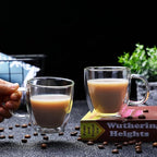 CNGLASS Insulated Espresso Glass Mugs 5.4oz/160ml, Small Clear Coffee Mugs Set of 6, Double Wall Glass Cups with Handle for Tea and Macchiato