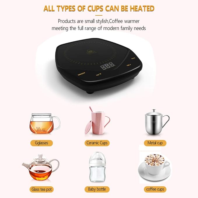 Coffee Mug Warmer for Desk,Candle Warmer Plate Auto Shut Off, Tea Espresso Beverage Coffee Warmer for Desk, Three Temperature Coffee Cup Warmer for Coffee Lover Gifts (Black, Without Mug)