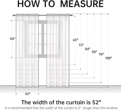 SpaceDresser Orange Sheer Curtains 4 Panels Rod Pocket Semi-Sheer Curtain 84 - Image 8