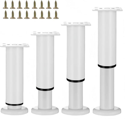 4PCS Adjustable 9.64-16.6 Inch Metal Furniture Legs White Furniture Replacement by SWTOOL