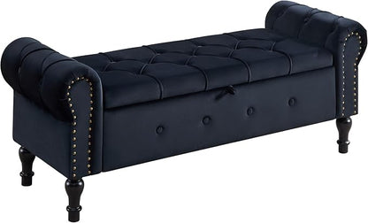 Storage Bench for Bedroom, Velvet 51" End of Bed Bench, Queen Size Bench - Image 9
