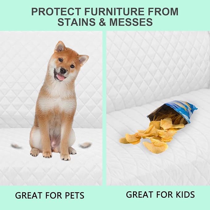 Reversible 45" Small Loveseat Sofa Covers, Friendly Furniture Protector - Image 5