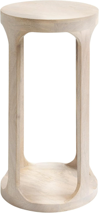 Kate and Laurel Dahl Wooden Round Drink Table; 12 x 23; Whitewash; Transitional - Image 8