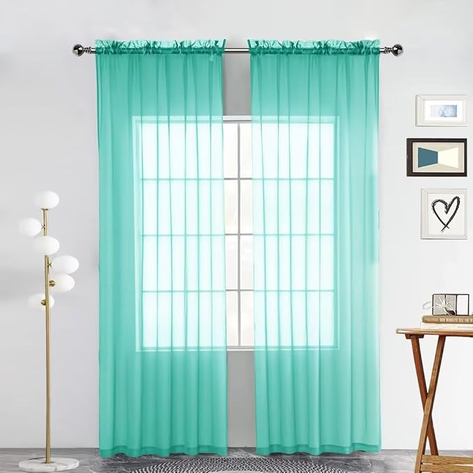SpaceDresser Sheer Voile Window Treatment Rod Pocket Curtain Panels by SpaceDresser