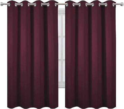 Burgundy Red Blackout Curtains 66 x 63 Inch Length/Set of 2 Curtain - Image 2