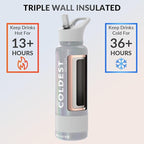Coldest Insulated Water Bottle with Straw Lid - Stainless Steel Metal Insulated Bottle for Men & Women (Supernova Silver Glitter, 40 oz)