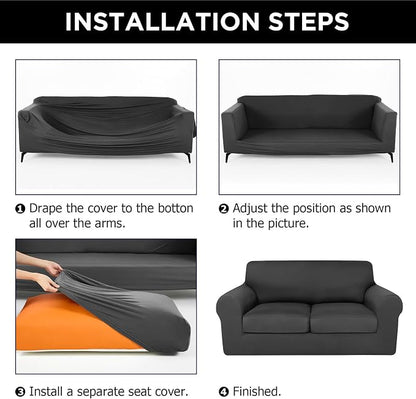 HunnmingRe Sofa Covers for 3 Cushion Couch Stretch Sofa and Loveseat Covers Set - Image 3