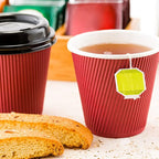 Restaurantware 8 Ounce Double Wall Disposable Coffee Cups, 500 Insulated Crimson Paper Tumblers, Ripple Wall Design, Lids Sold Separately for Hot Drinks like Tea, Hot Chocolate, and More