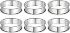 HARFINGTON 6pcs Crumpet Rings 3.15" Nonstick Round Cake Ring Stainless Steel Double Rolled English Pastry Rings for Kitchen Baking Crumpet Dessert, Silver