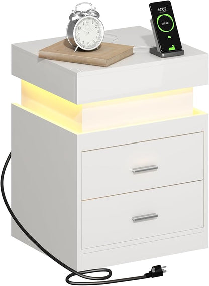 ChooChoo LED Nightstand with Charging Station, Smart Night Stand with Sliding - Image 8