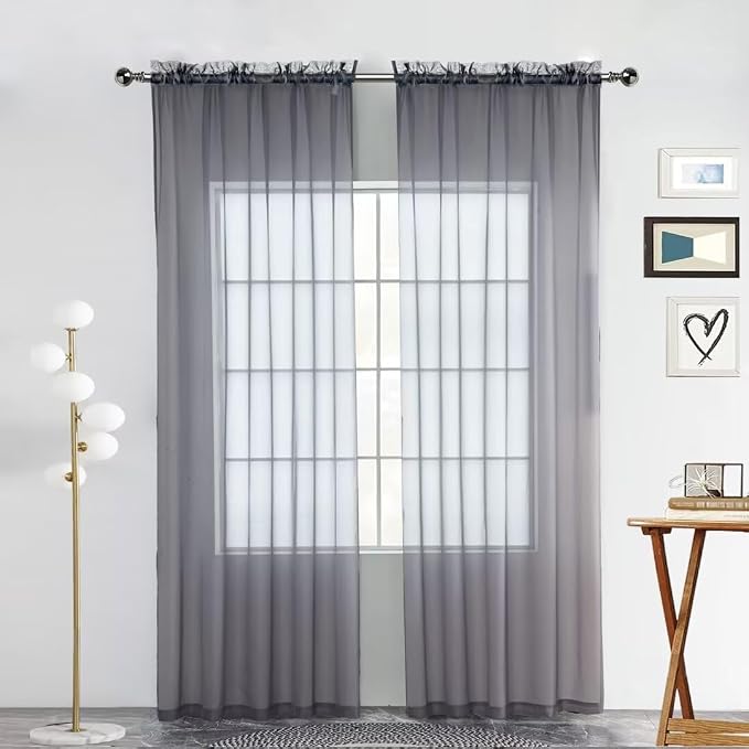 SpaceDresser Sheer Voile Window Treatment Rod Pocket Curtain Panels by SpaceDresser