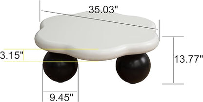 35" Cloud Coffee Table with 3 Ball Legs, Modern Minimalist Petal Center Table - Image 2