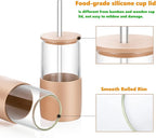 Sunseeke Glass Tumbler with Straw and Lid, 16oz Ice Coffee Cup, Silicone Sleeve Cleaning Brushes, Drinking Glasses for Water, Iced Coffee, Smoothie - BPA Free -3Pack