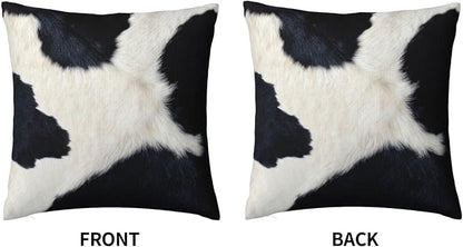 Western Cow Print Black and White Pillow Covers 20x20 Set of 2, Cowfur Print - Image 2