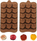 2PCS Rose Flower Chocolate Molds 15 Cavity Silicone Candy Molds Non-Stick Sweet Valentines Day Molds Gummy Ice Jelly Molds for Wax Melt Resin Casting Candles Soap