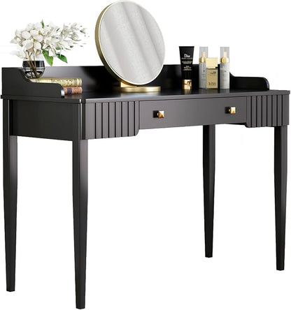 Space-Saving Black Wood Makeup Vanity Desk – Modern Computer Table - Image 3
