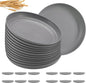 12 Pcs Unbreakable Deep Dessert Plates Set, 8 inch Reusable Plastic Wheat Straw Plates, Microwave and Dishwasher Safe Plate for Kitchen, Lightweight Plate for Dessert, BPA Free, Gray