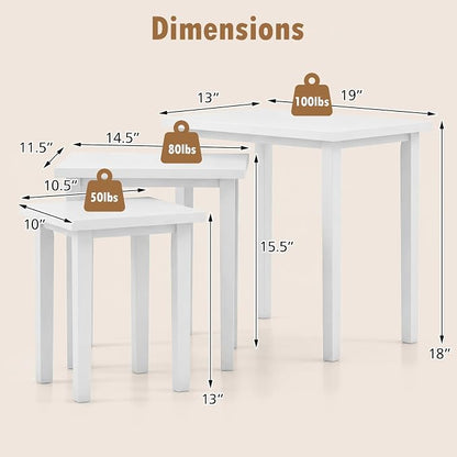 Giantex Nesting Tables Set of 3, Farmhouse Stacking Side Table - Image 2