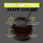 BALIBETOV Yerba Mate Gourd Set (Original Natural Handmade Yerba Mate Cup Argentina) - Includes Mate Tea Cup, Bombilla (Mate Straw) and Clean Brush - Classic Mate Cup and Bombilla (Dark Brown)