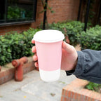 Restaurantware 16 Ounce Ripple Wall Disposable Coffee Cups, 500 Insulated Light Pink Paper Tumblerss for Hot Drinks like Tea and More, Rolled Rim Design, Lids Sold Separately