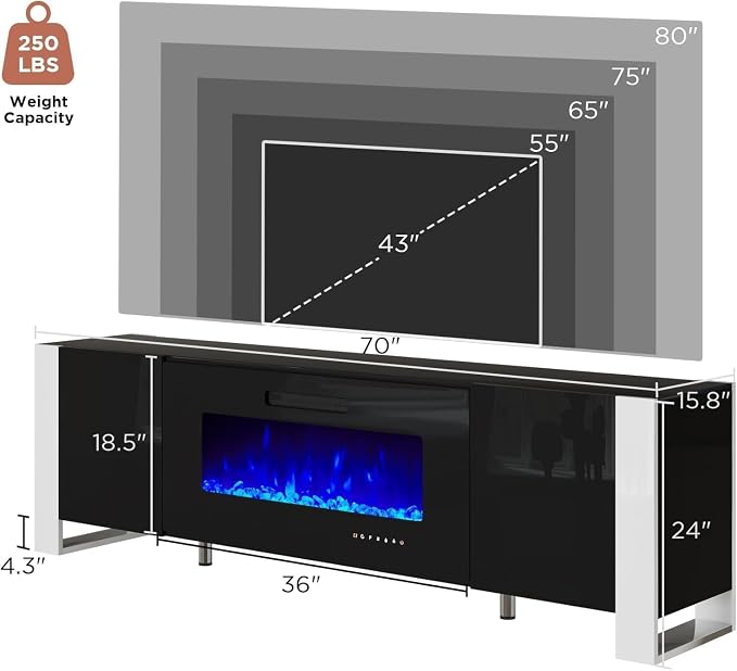 AMERLIFE Modern 3-Piece Wall Unit Entertainment Center Set - Image 3