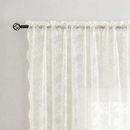 YJ YANJUN Vintage Lace Curtains 90 Inches Long - Image 3