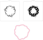 Wreath Cookie cutter and stencil set Baking stencils and cutters bundle DIY bakery decorating kit Wedding Cookie cutter with stencils Icing stencil and cookie cutter combo (Wreath Set)