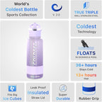 Coldest Insulated Water Bottle with Straw Lid - Stainless Steel Metal Insulated Bottle for Men & Women (Purple Ombré Glitter, 32 oz)